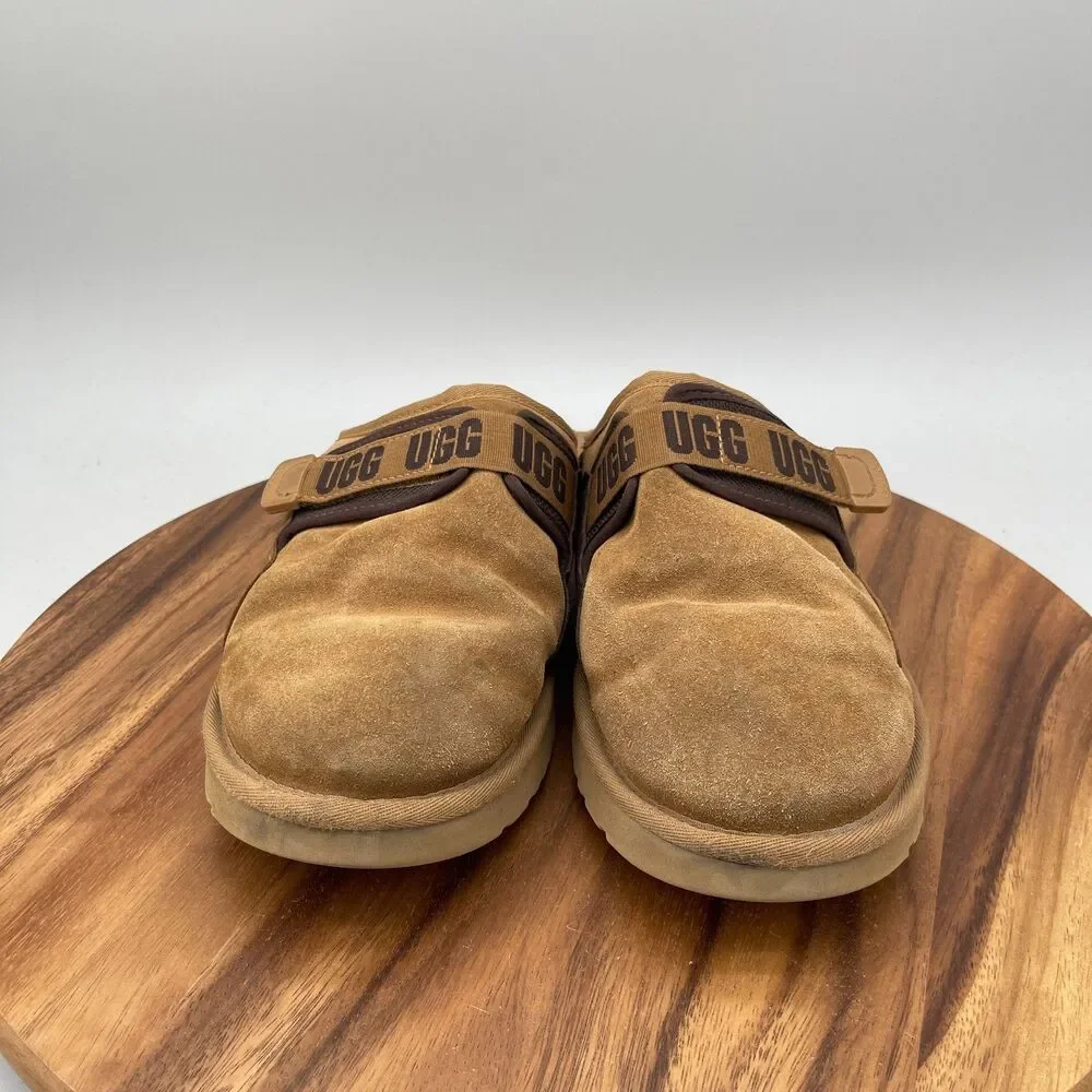 UGG Dune Slip On Slippers Mens 10 Brown Suede Sheepskin Casual Comfort Shoes